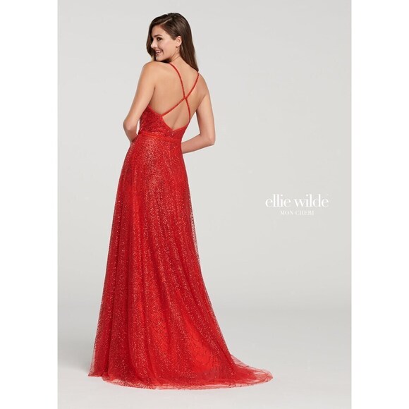 Ellie Wilde Glitter Grad Dress EW119001 Rose Gold - Picture 2 of 3